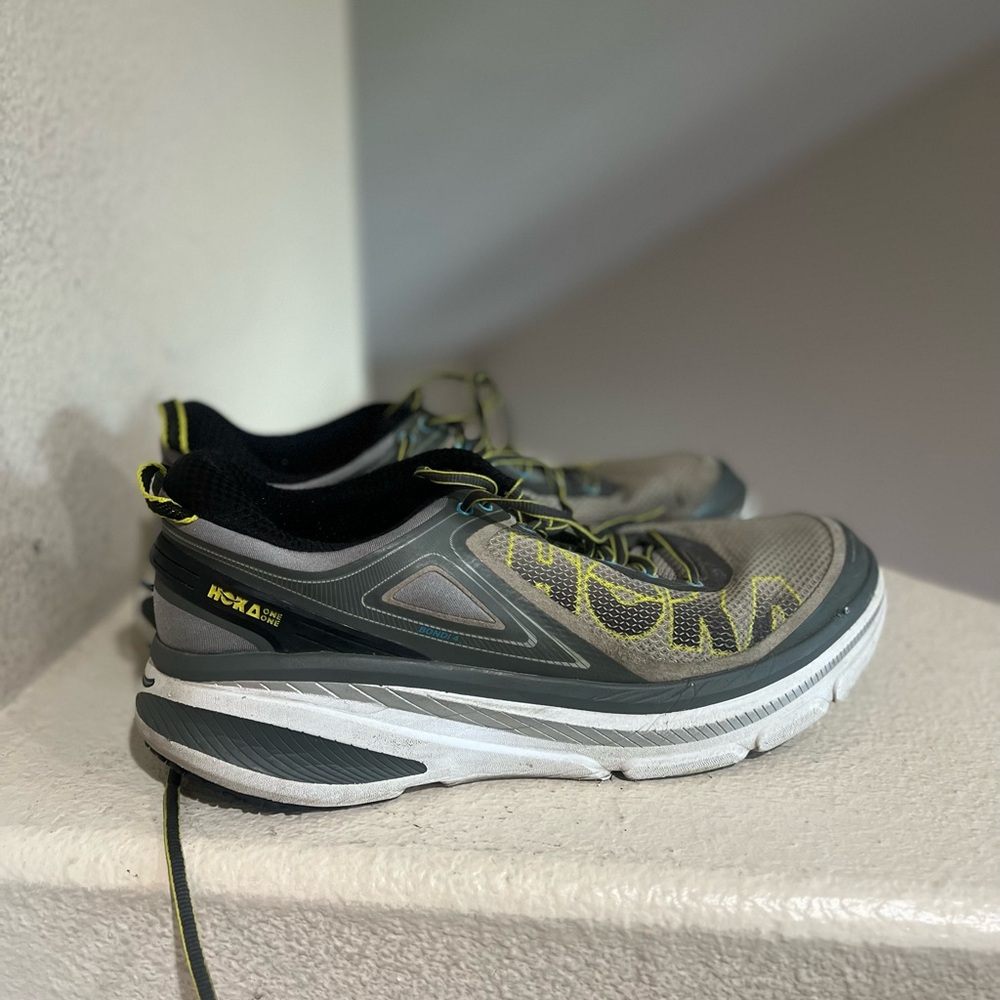 HOKA ONE ONE M BONDI 4 GRAY COMFORT RUNNING TRAIL SHOES Sneakers men’s SIZE 12